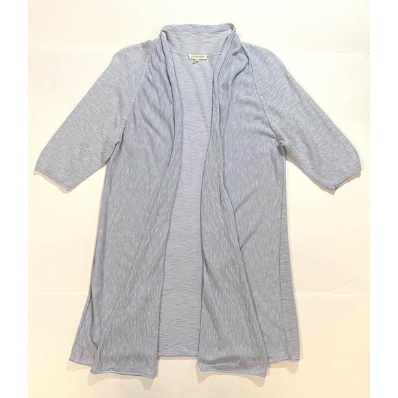 Eileen Fisher Light Blue Sweater Cardigan Jacket  Medium Linen Blend Cottagecore - Picture 1 of 8